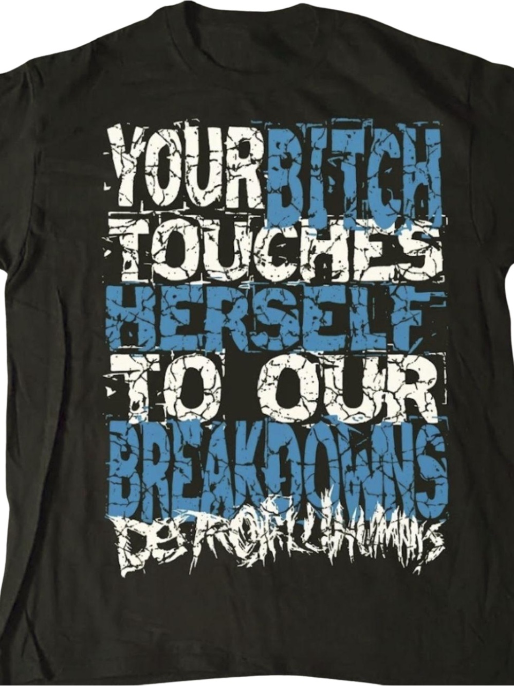 Gildan Black Short Sleeve Tee with Blue & White Graphic, Gift For Her, For Him
